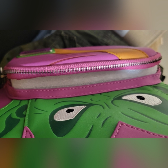 Loungefly Green Goblin faux leather daypack backpack gun metal grey hardware - Picture 13 of 16